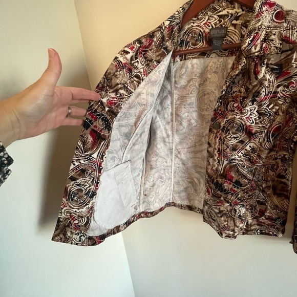 Additions by CHICO’s Cotton Paisley Blazer Lightweight Jacket Sz 0 USA XS (4/6) - Picture 6 of 12